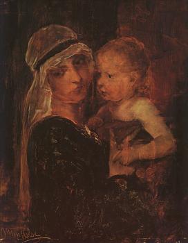 Mihaly Munkacsy : Mother and Child Study for Christ before Pilate